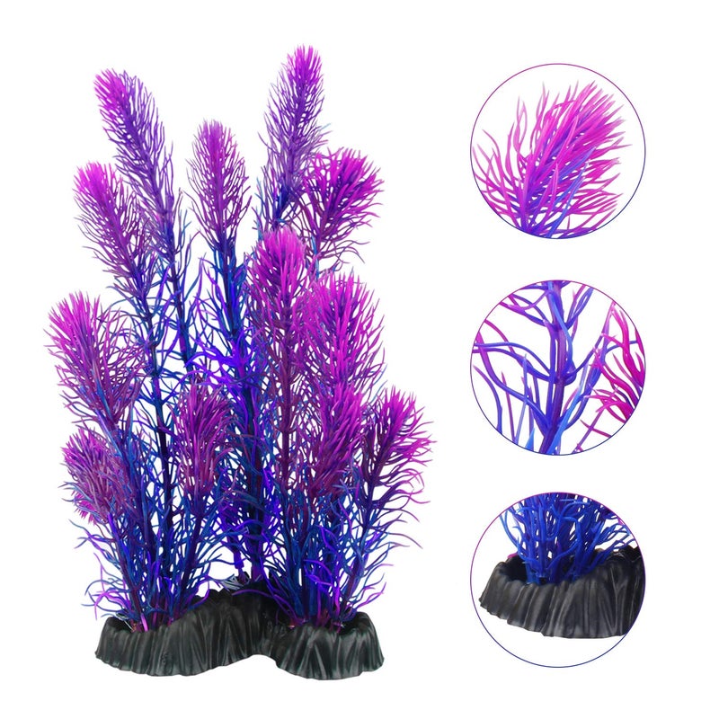 MyLifeUNIT Artificial Aquarium Plants, Plastic Fish Tank Plants for Aquarium Decorations, Pack of 7 (Style B) - Image 2